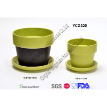 Ceramic Two Tone Decorative Plant Pots Set